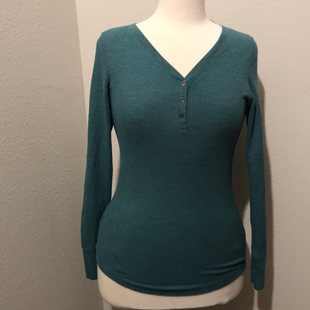 Long Sleeve Waffle Henley